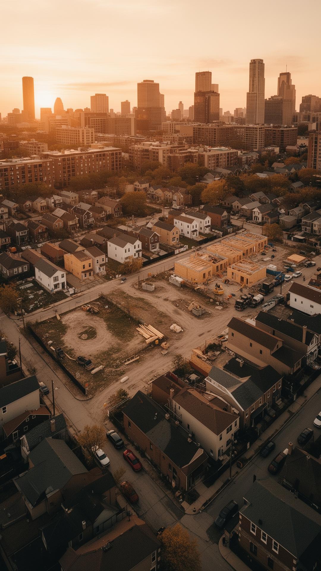 Aerial view of Chicago neighborhood revitalization